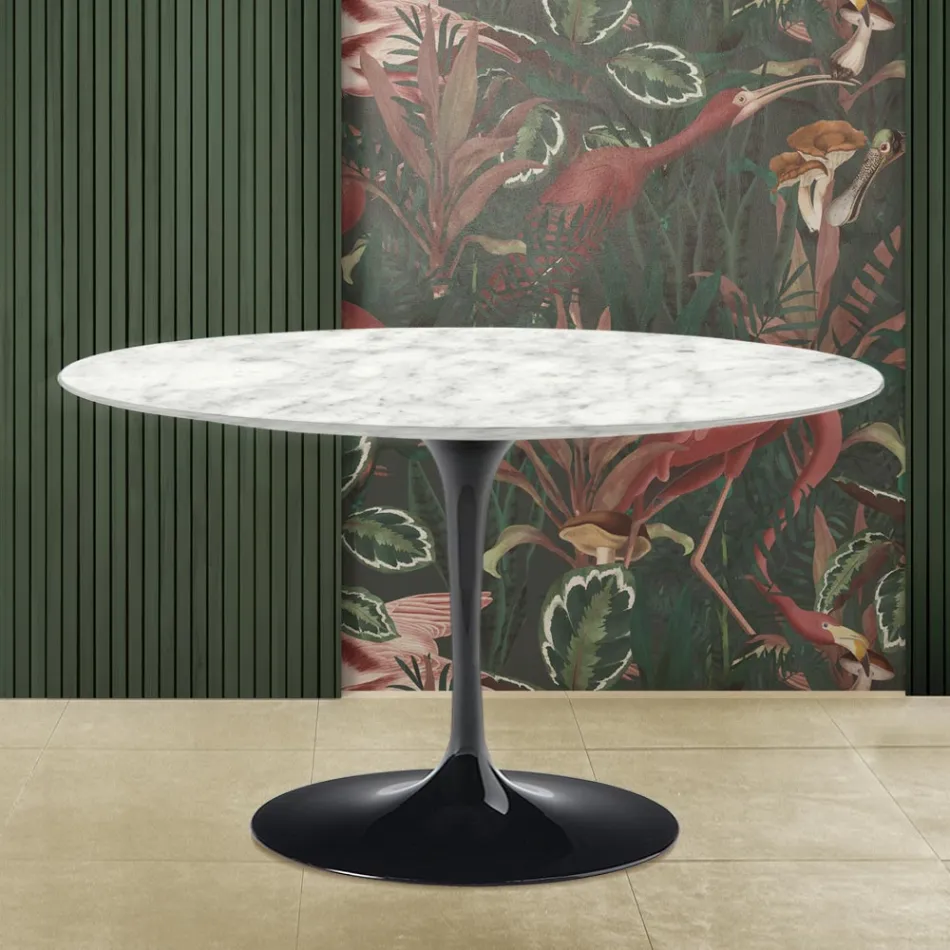 Stół Tulipan Eero Saarinen H 73 z marmuru Carrara Made in Italy Viadurini
