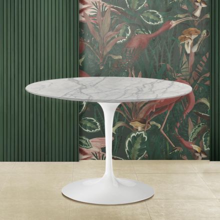 Eero Saarinen Tulip Table H 73 w Statuarietto Carrara Marble Made in Italy - Scarlet Viadurini