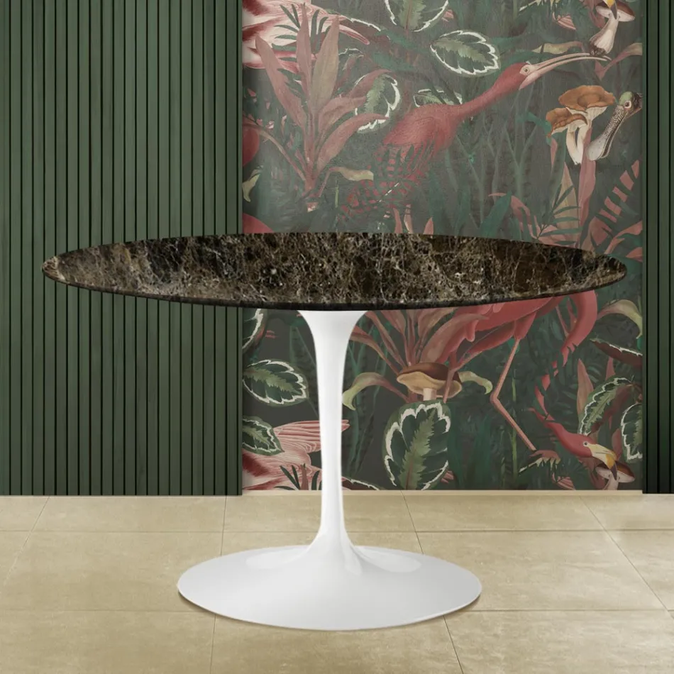 Eero Saarinen Tulip Table H 73 z ciemnego marmuru Emperador Made in Italy Viadurini