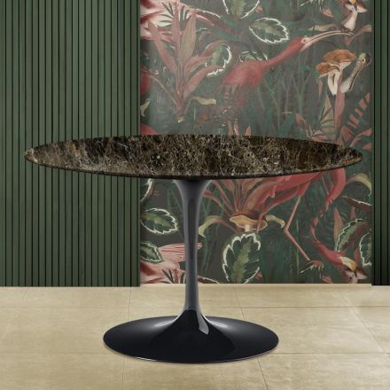 Stół Eero Saarinen Tulip H 73 z ciemnego marmuru Emperador Made in Italy Viadurini