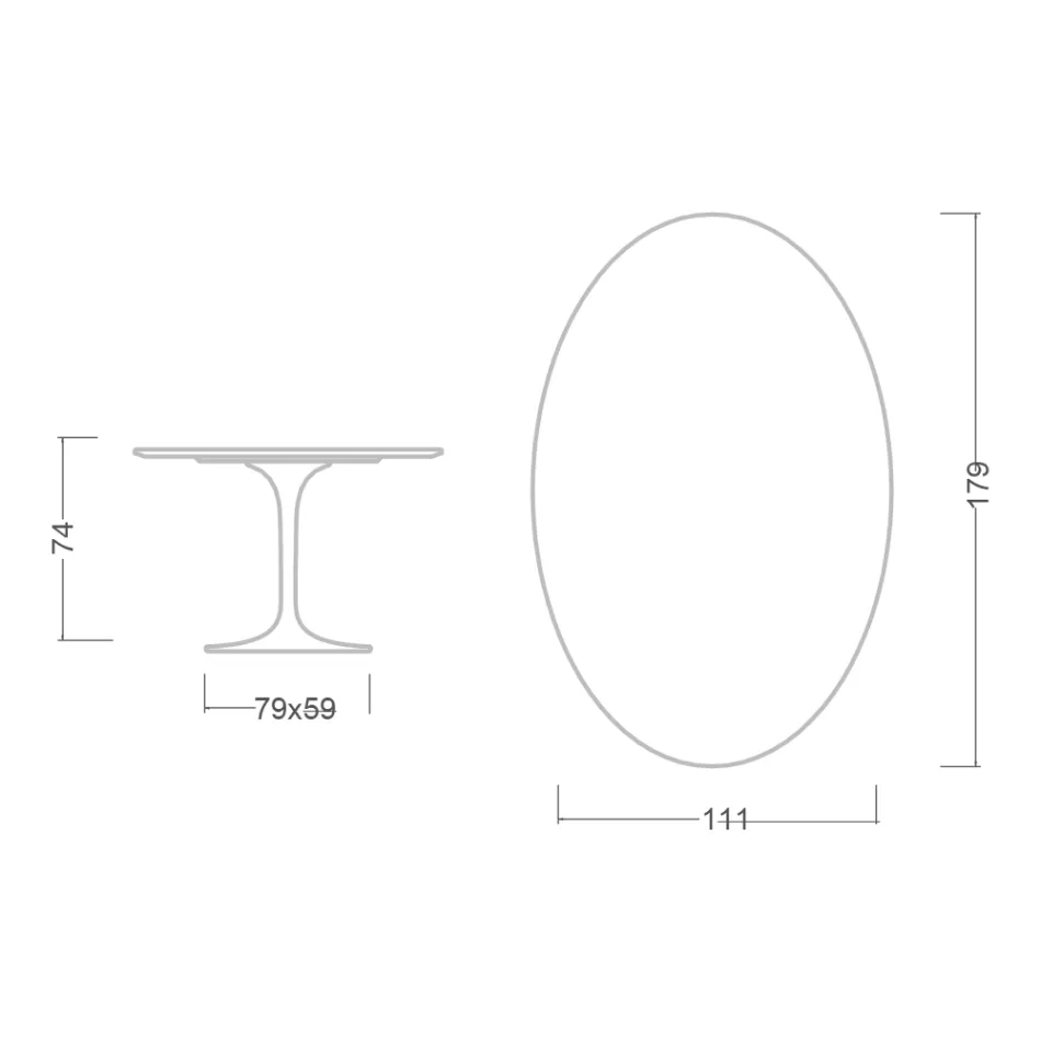 Stolik Tulip Eero Saarinen H 73 Owalny z ceramiki Kira Made in Italy - Szkarłatny Viadurini