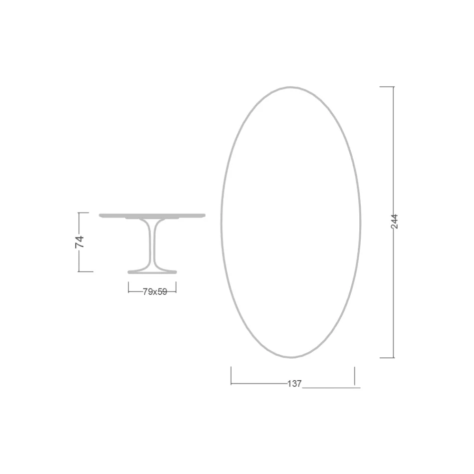 Stolik Tulip Eero Saarinen H 73 Owalny z ceramiki Kira Made in Italy - Szkarłatny Viadurini