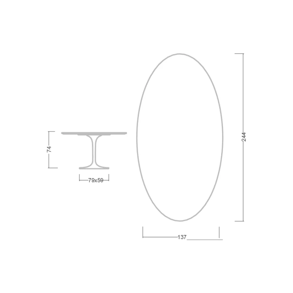 Stół Tulipan Eero Saarinen H 73 Owalny z ceramiki Morpheus Made in Italy - Szkarłatny Viadurini