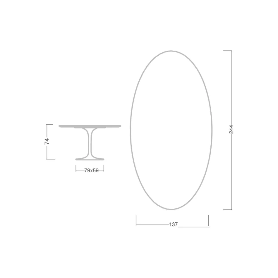 Stolik Tulipan Eero Saarinen H 73 Oval in Absolute Black Ceramic Made in Italy - Scarlet Viadurini