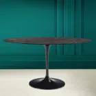 Stolik Tulip Eero Saarinen H 73 Owalny z ceramiki Noir Desire Made in Italy - Szkarłatny Viadurini