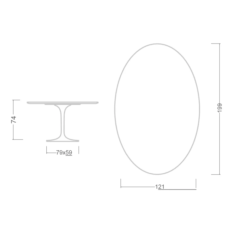 Stolik Tulip Eero Saarinen H 73 Owalny z ceramiki Noir Laurent Made in Italy - Szkarłatny Viadurini