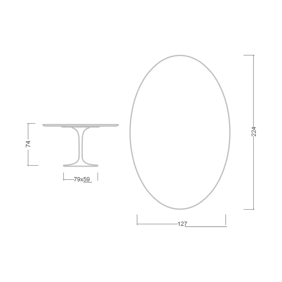 Stół Tulipan Eero Saarinen H 73 Owalny Ceramiczny Pietra Szary Made in Italy - Szkarłatny Viadurini