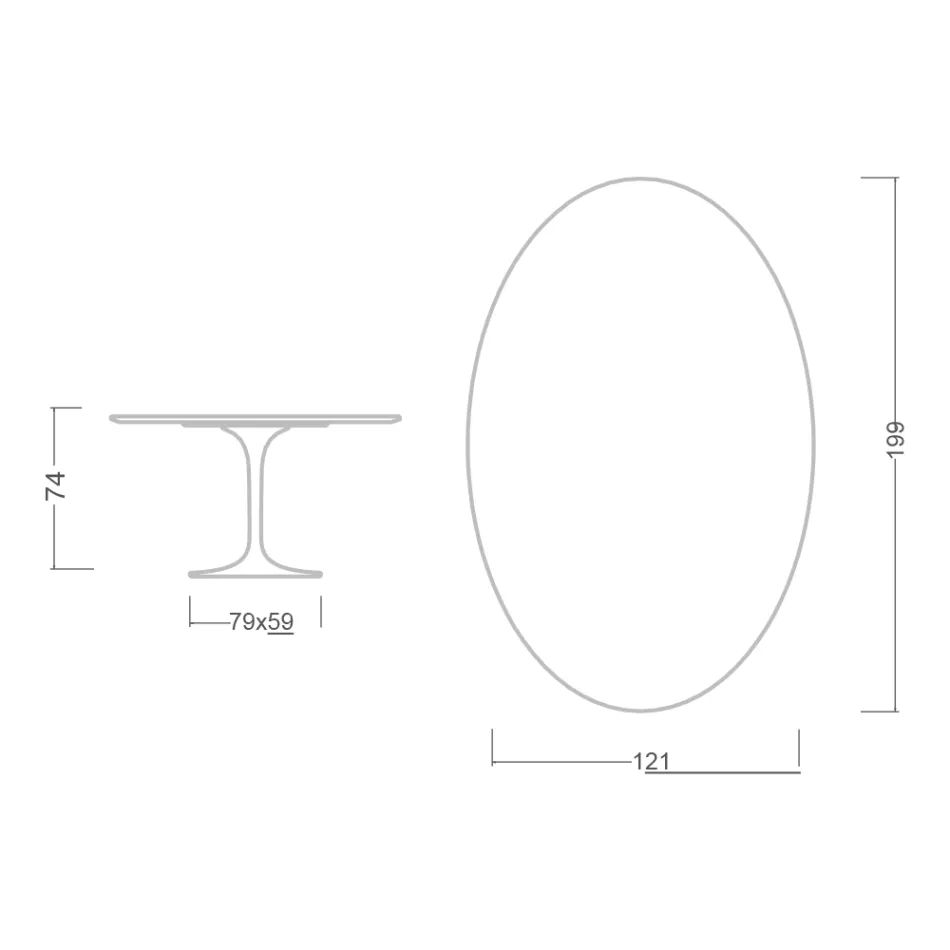 Stolik Tulipan Eero Saarinen H 73 Owalny z ceramiki Statuario Altissimo Made in Italy - Szkarłatny Viadurini