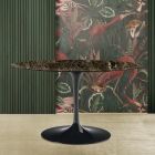 Eero Saarinen H 73 Owalny stół tulipanowy z ciemnego marmuru Emperador Made in Italy - Scarlet Viadurini