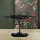 Eero Saarinen Tulip Table H 73 Oval in Green Alpi Marble Made in Italy - Scarlet Viadurini