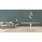 Stół Tulipan Eero Saarinen H 73 Owalny z naturalnego dębu Made in Italy - Szkarłatny Viadurini