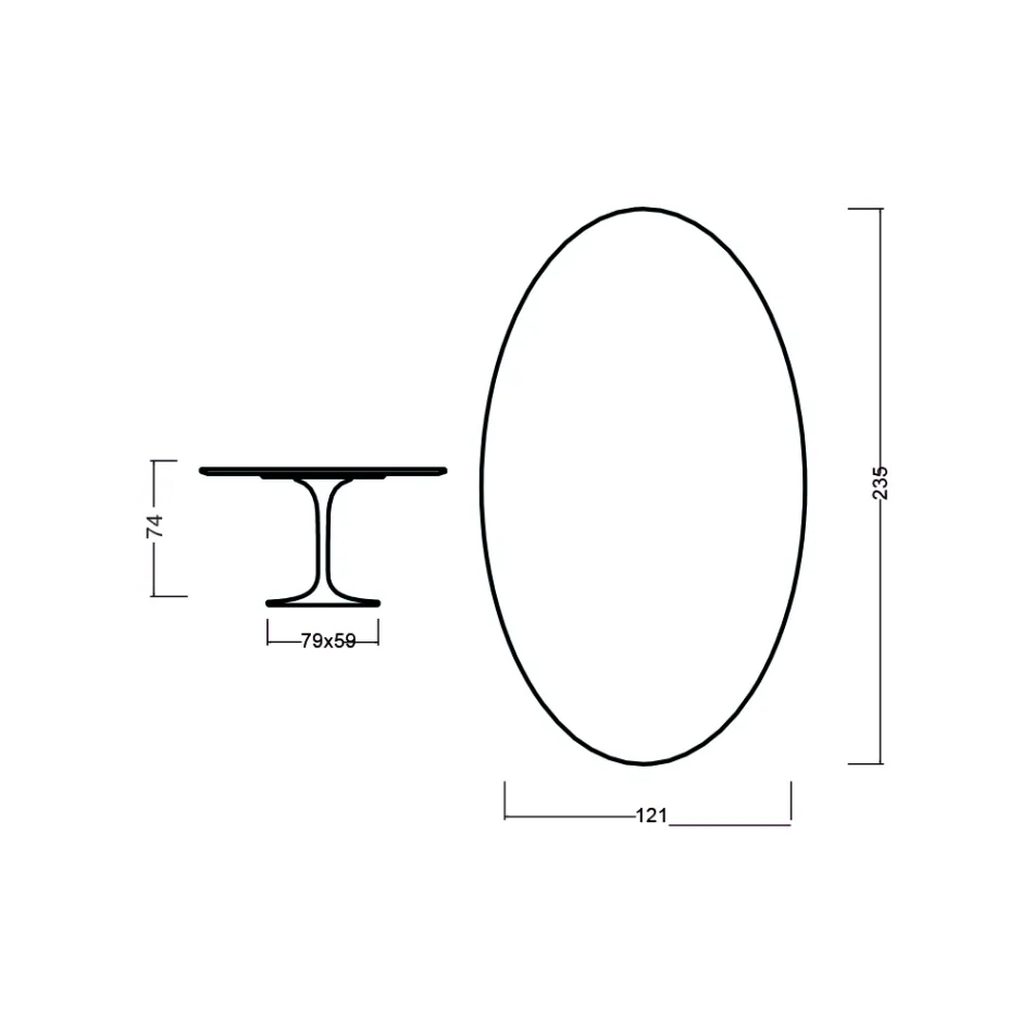 Stół Tulipan Eero Saarinen H 73 Owalny z naturalnego dębu Made in Italy - Szkarłatny Viadurini