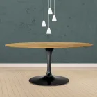 Stół Tulipan Eero Saarinen H 73 Owalny z naturalnego dębu Made in Italy - Szkarłatny Viadurini
