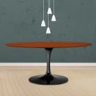 Stolik Tulip Eero Saarinen H 73 owalny z dębu bejcowanego na wiśnię Made in Italy - Scarlet Viadurini
