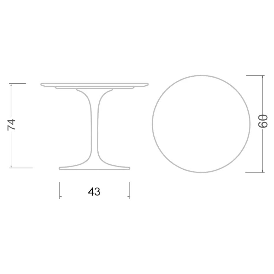 Stół Tulipan Eero Saarinen H 73 Okrągły Ceramiczny Rem Made in Italy - Szkarłatny Viadurini