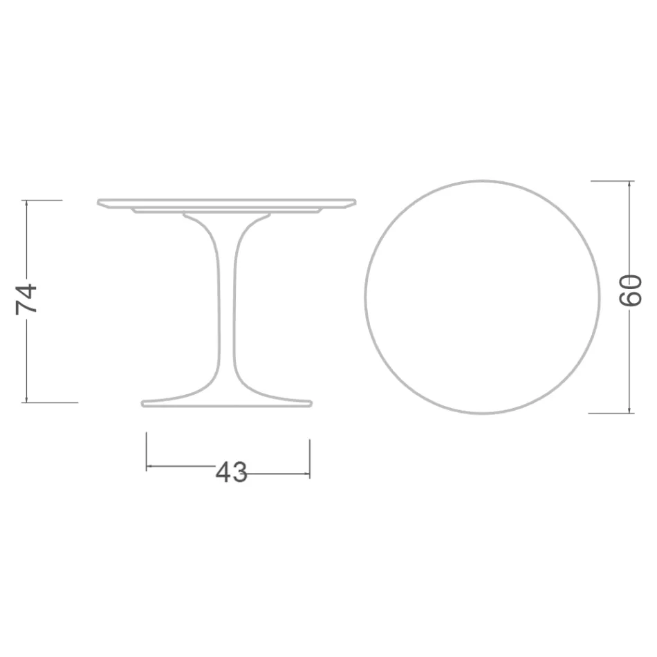 Stolik Tulip Eero Saarinen H 73 Okrągły Ceramiczny Syriusz Made in Italy - Szkarłatny Viadurini