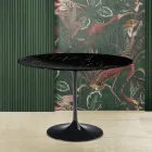 Eero Saarinen Tulip Table H 73 Round in Black Marquinia Marble Made in Italy - Scarlet Viadurini