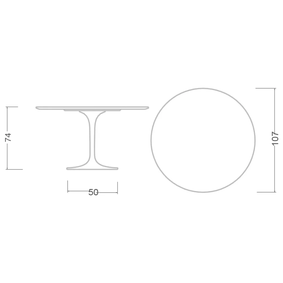 Stół Eero Saarinen Tulip H 74 z czarnym blatem z płynnego laminatu Made in Italy - Scarlet Viadurini