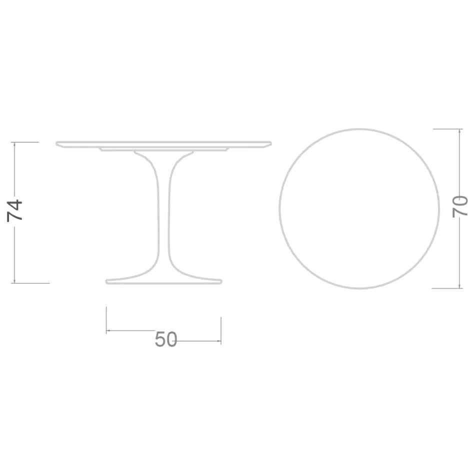 Stół Eero Saarinen Tulip H 74 z czarnym blatem z płynnego laminatu Made in Italy - Scarlet Viadurini
