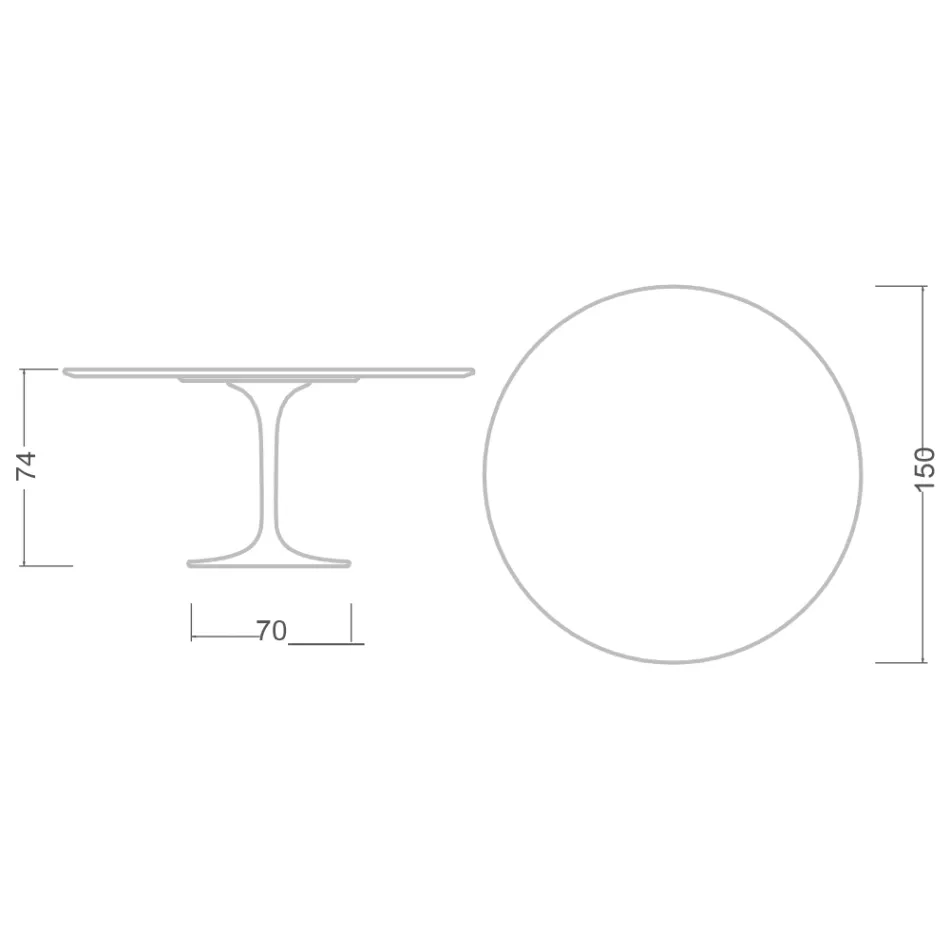 Stół Eero Saarinen Tulip H 74 z blatem MDF z czarnego płynnego laminatu - Scarlet Viadurini