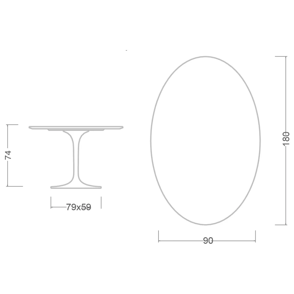 Eero Saarinen Tulip Table H 74 z owalnym blatem z marmuru Arabescato Made in Italy - Scarlet Viadurini
