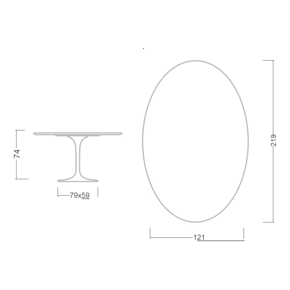 Eero Saarinen Tulip Table H 74 z owalnym blatem z marmuru Arabescato Made in Italy - Scarlet Viadurini