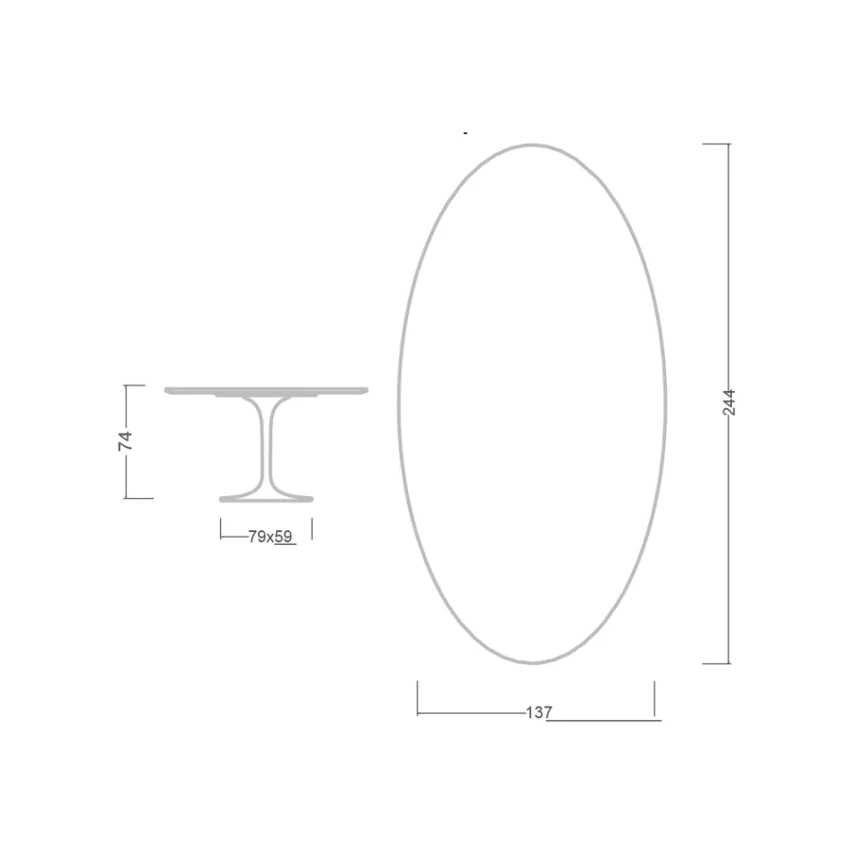 Eero Saarinen Tulip Table H 74 z owalnym blatem z marmuru Arabescato Made in Italy - Scarlet Viadurini