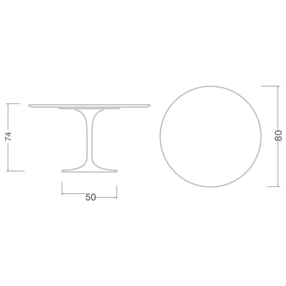 Eero Saarinen Tulip Table H 74 z okrągłym blatem ze złotego marmuru Calacatta - Scarlet Viadurini