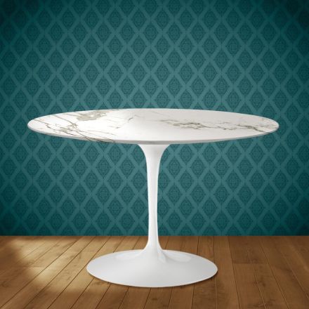 Stolik Tulip H 74 Eero Saarinen z ceramiki Aura 22 Made in Italy - Scarlet Viadurini