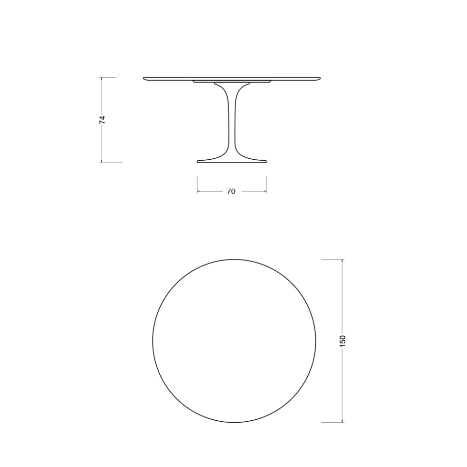 Stolik Tulip Eero Saarinen H 74 z ceramiki Morpheus Made in Italy - Scarlet Viadurini