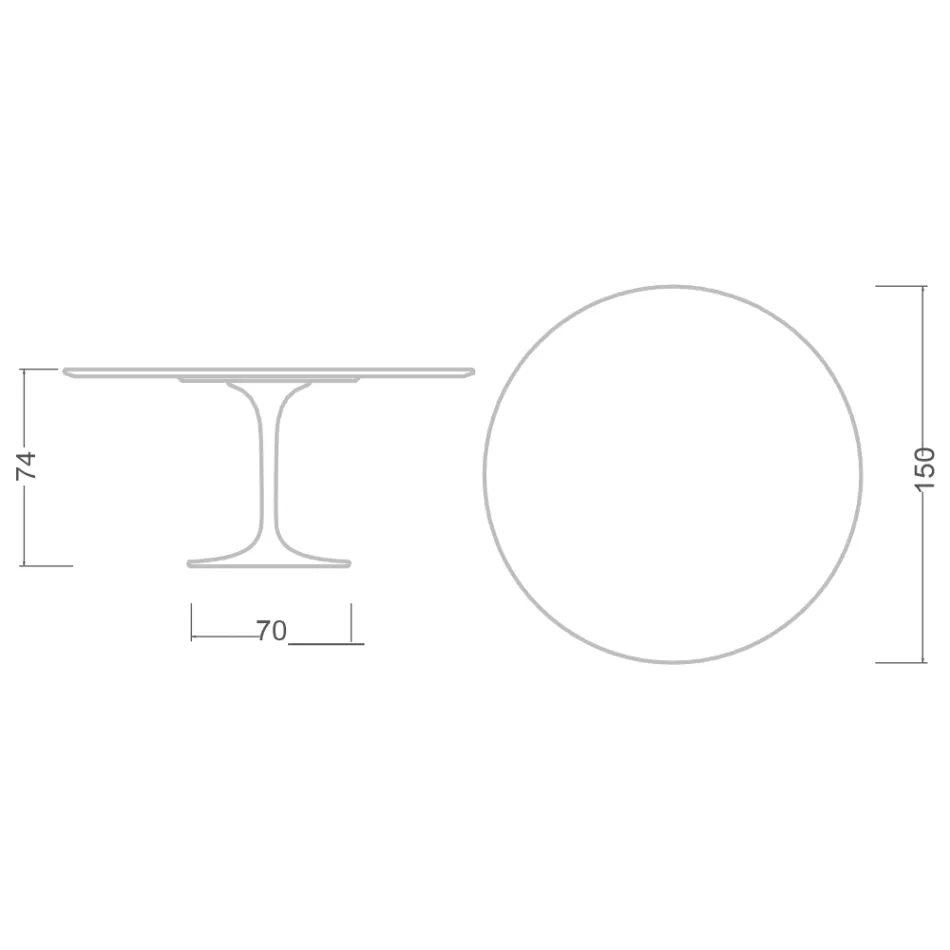 Eero Saarinen Tulip Table H 74 z ciemnego marmuru Emperador Made in Italy - Scarlet Viadurini