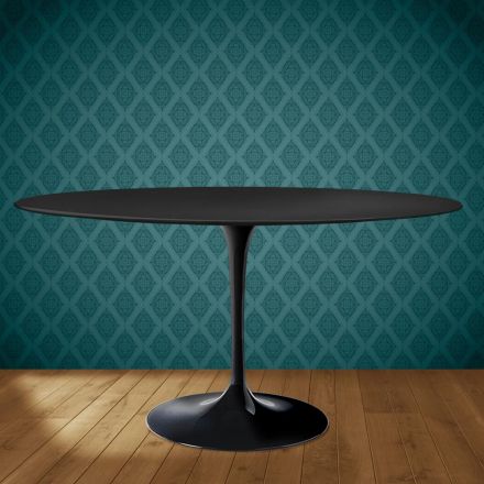 Stolik Eero Saarinen Tulip H 74 owalny z ceramiki Domoos Made in Italy - Scarlet Viadurini