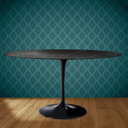 Stolik Eero Saarinen Tulip H 74 owalny z ceramiki Somnia Made in Italy - Scarlet Viadurini