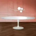 Stolik Eero Saarinen Tulip H 74 owalny z płynnego laminatu Made in Italy - Scarlet Viadurini