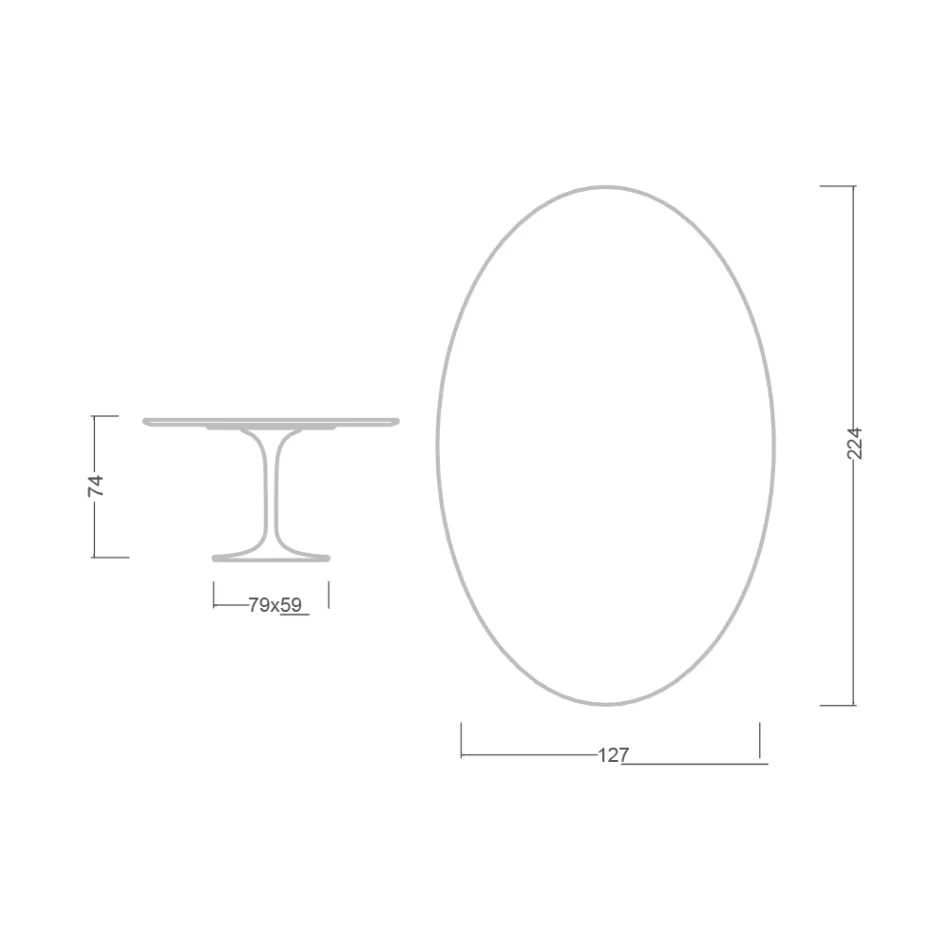 Stół Tulipan Eero Saarinen H 74 Owalny w Czarnym Płynnym Laminacie Made in Italy - Scarlet Viadurini