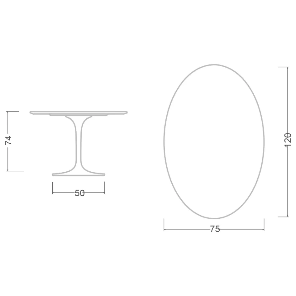 Eero Saarinen Tulip Table H 74 Oval in Dark Emperador Marble Made in Italy - Scarlet Viadurini