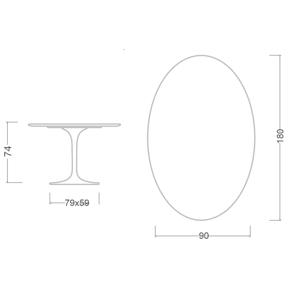 Eero Saarinen H 74 Owalny stół Tulipan z zielonego marmuru Alpi Made in Italy - Scarlet Viadurini