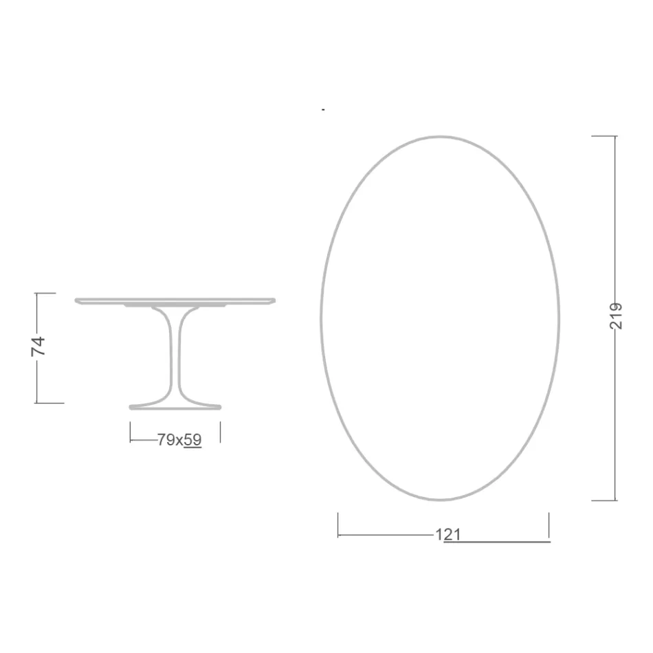 Eero Saarinen H 74 Owalny stół Tulipan z zielonego marmuru Alpi Made in Italy - Scarlet Viadurini