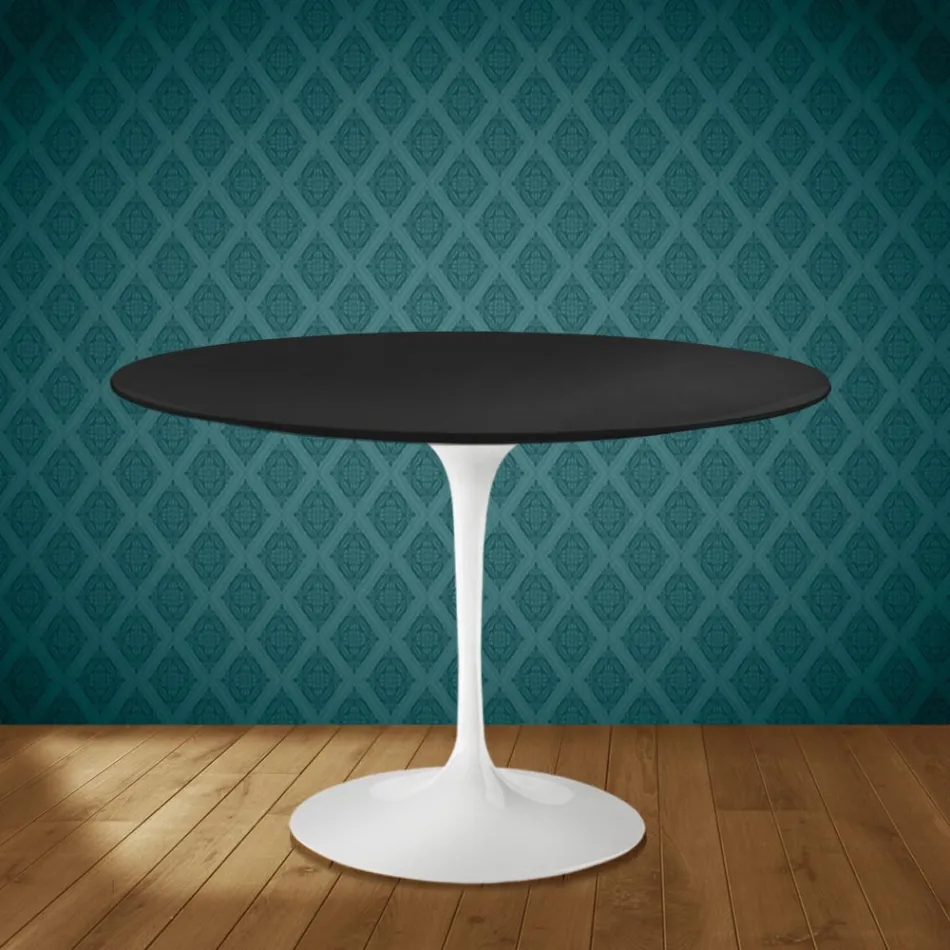 Eero Saarinen Tulip Table H 74 Okrągły z Ceramic Domoos Made in Italy - Scarlet Viadurini