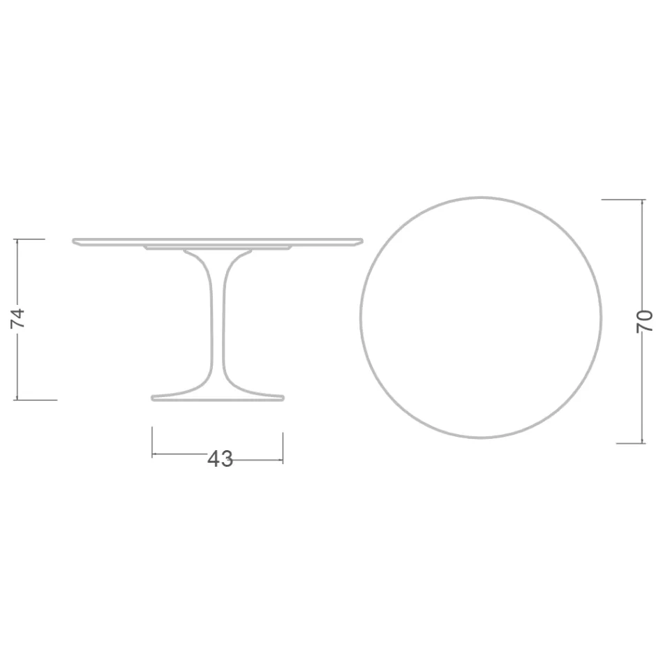 Eero Saarinen Tulip Table H 74 Okrągły z Ceramic Domoos Made in Italy - Scarlet Viadurini