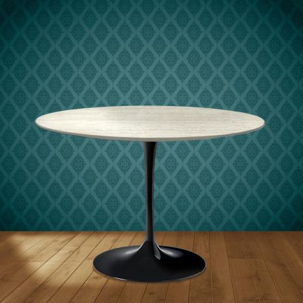 Stolik Eero Saarinen Tulip H 74 okrągły z ceramiki Marmorio Made in Italy - Scarlet Viadurini