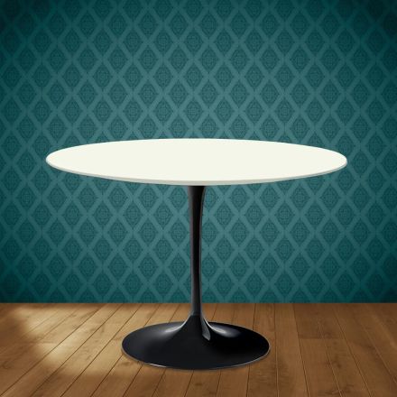 Eero Saarinen Stolik Tulip H 74 okrągły z ceramiki Moonè Made in Italy - Scarlet Viadurini