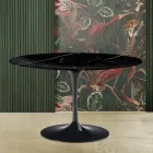 Saarinen Tulip Table H 73 z okrągłym blatem z czarnego marmuru Marquinia Made in Italy - Scarlet Viadurini