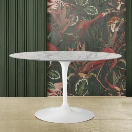 Tulip Saarinen H 73 Owalny stół z marmuru Carrara Statuarietto Made in Italy - Scarlet Viadurini