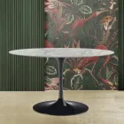 Stolik Tulip Saarinen H 73 owalny z marmuru karraryjskiego Statuarietto Made in Italy - Scarlet Viadurini