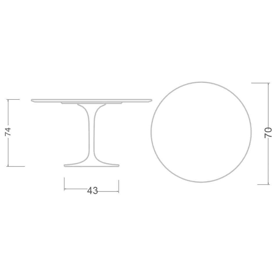 Stół Tulipan Saarinen H 73 Okrągły Ceramiczny Calacatta Michelangelo - Szkarłatny Viadurini