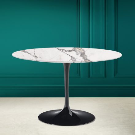 Okrągły stół Tulip Saarinen H 73 z niewidocznej wybranej ceramiki Made in Italy - Scarlet Viadurini