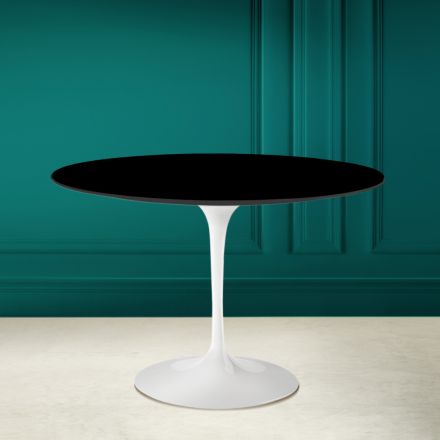Okrągły stół Tulip Saarinen H 73 z absolutnie czarnej ceramiki Made in Italy - Scarlet Viadurini