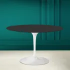 Okrągły stolik Tulip Saarinen H 73 z czarnej ceramiki Soft Made in Italy - Scarlet Viadurini