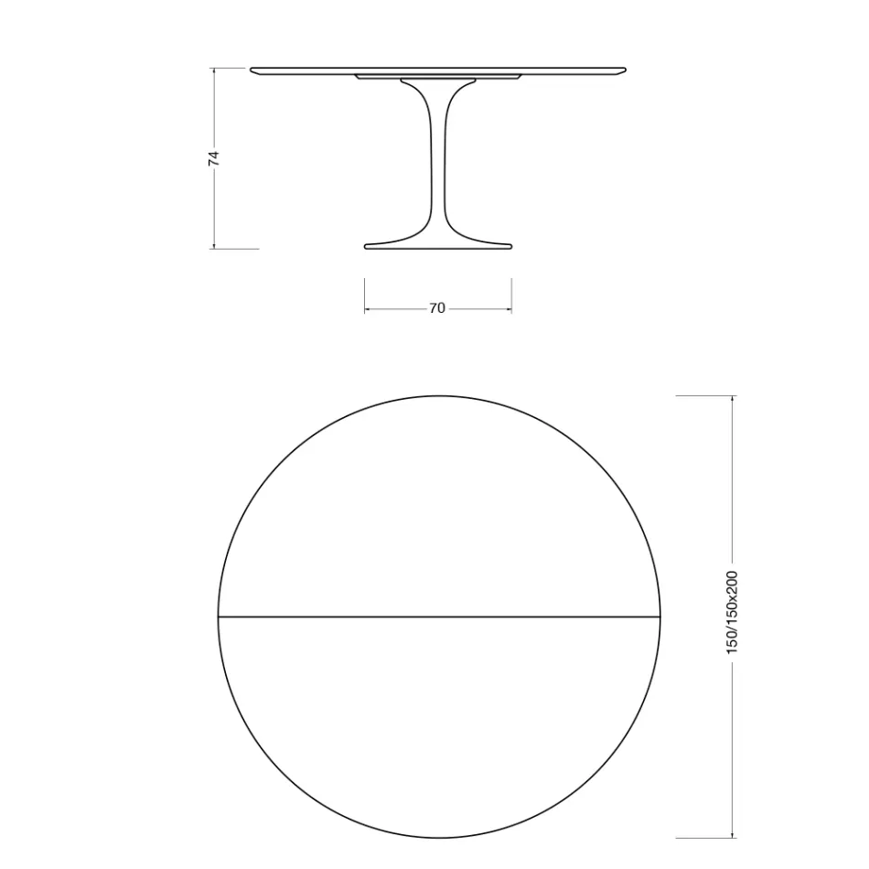 Stół Saarinen Tulip H 74 rozkładany w białym płynnym laminacie Wyprodukowano we Włoszech - szkarłatny Viadurini